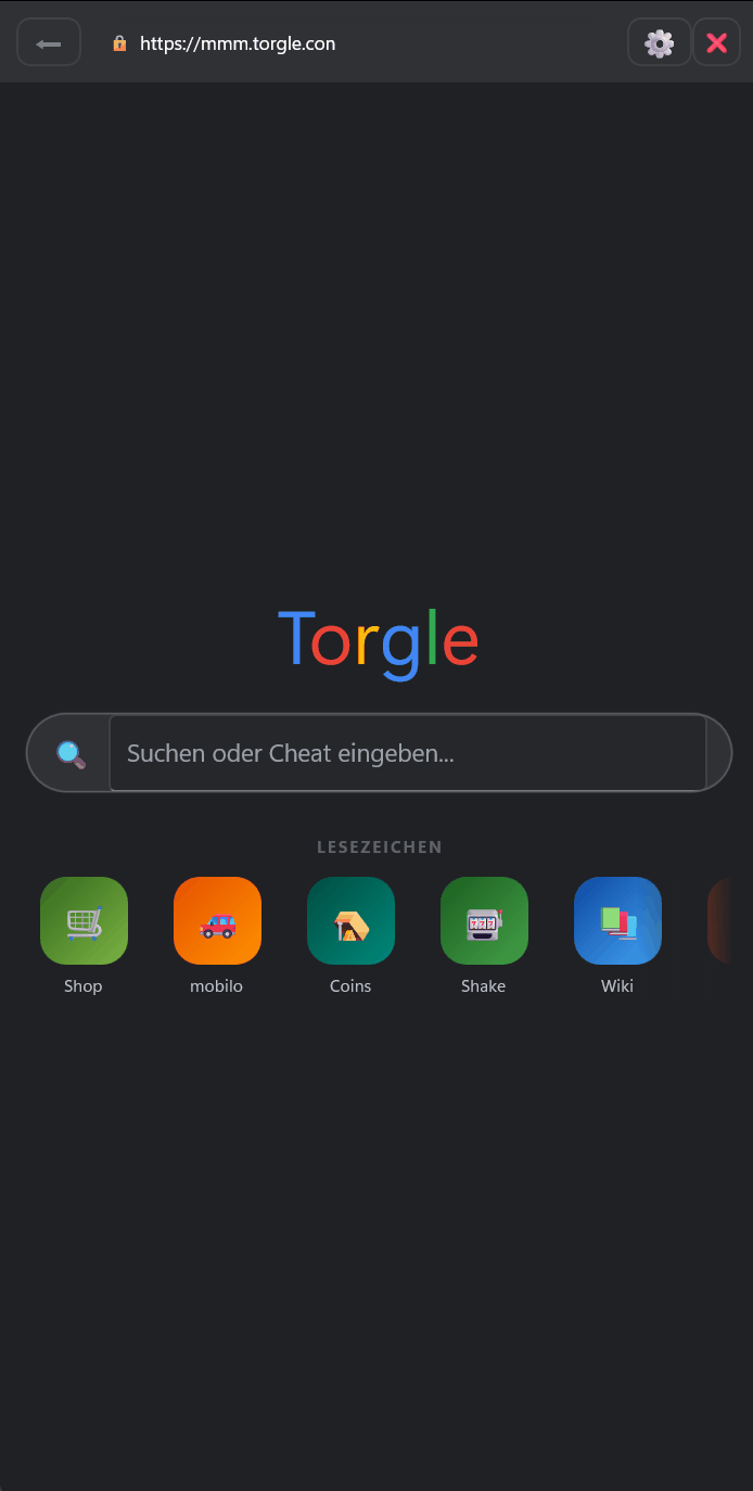 Torgle Browser – Fake-Suchmaschine mit Lesezeichen zu Shop, Coins und Shake