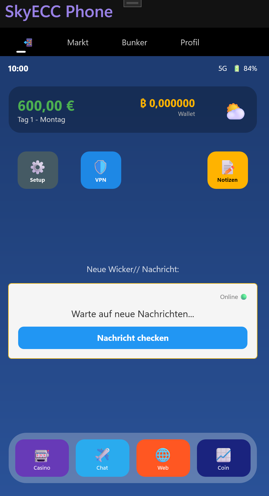 TrapPhone Smartphone Homescreen mit Apps