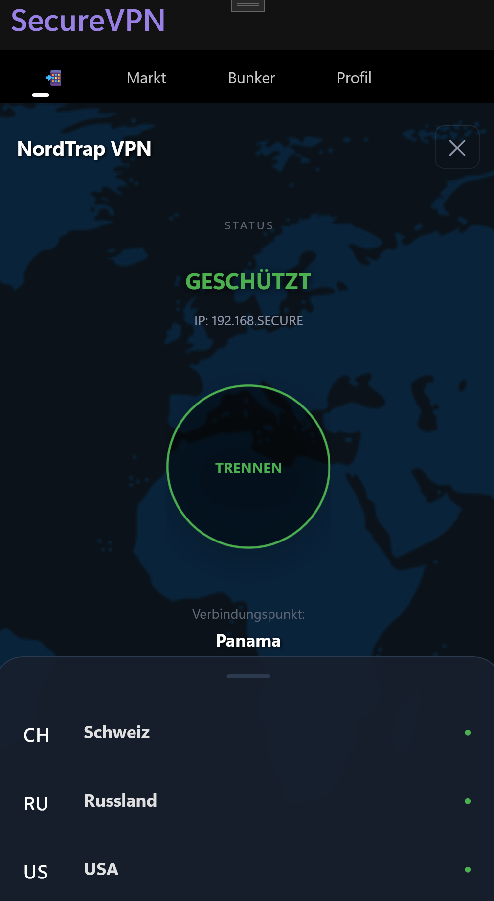 TrapPhone VPN Applikation Simulation