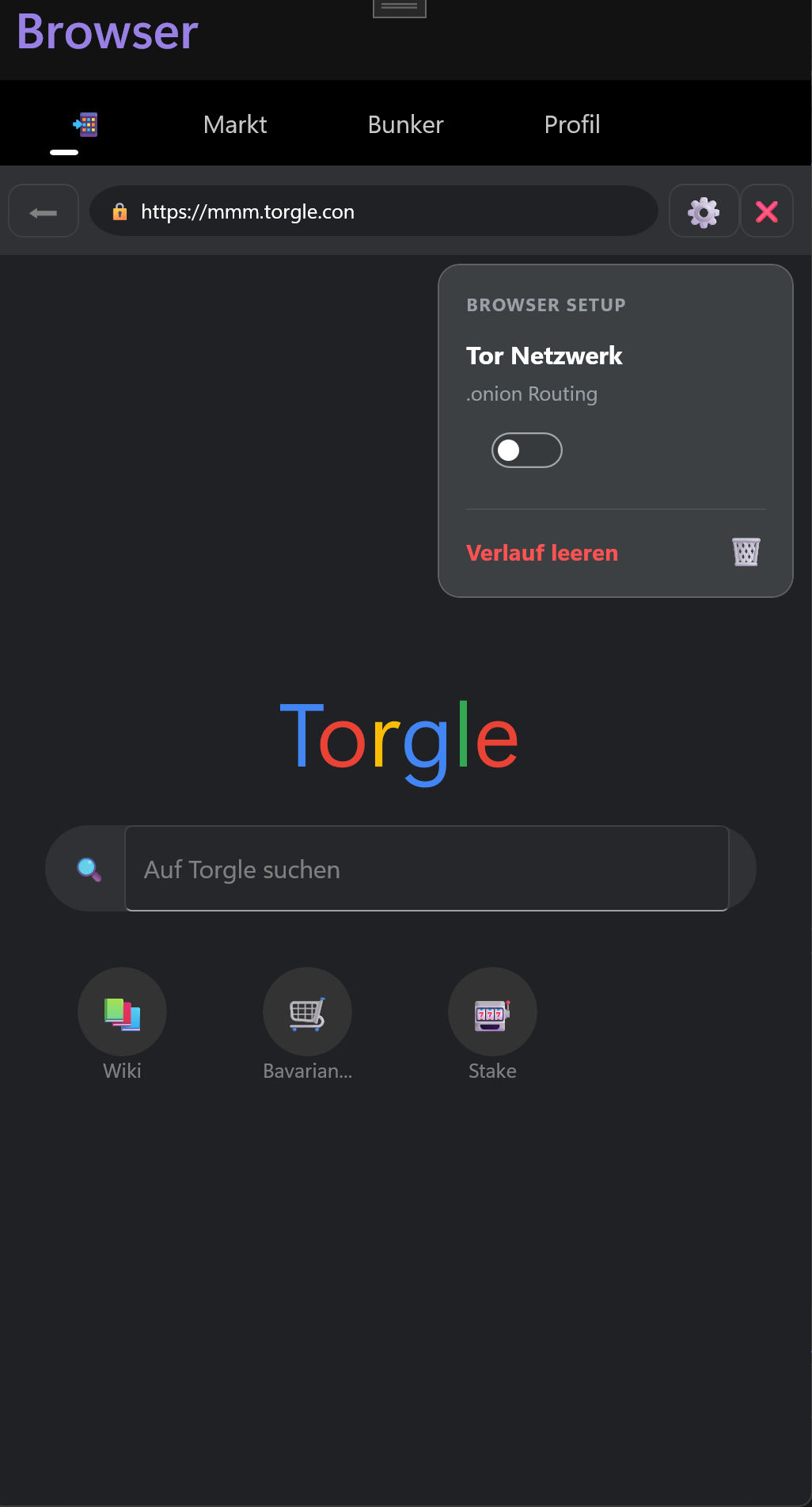 Verschlüsselter Darknet Browser Simulation