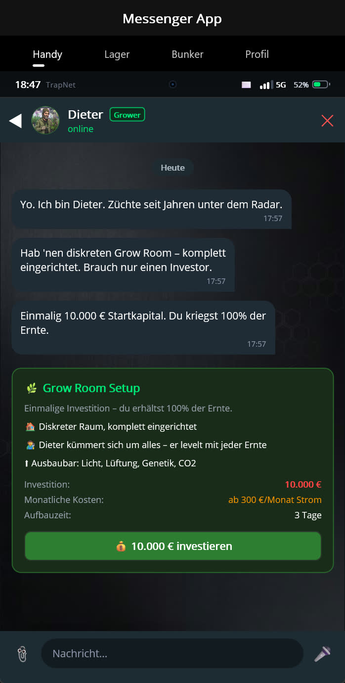 Grow Room mit Ausbaustufen für Licht, Lüftung, CO₂ und Genetik-Labor
