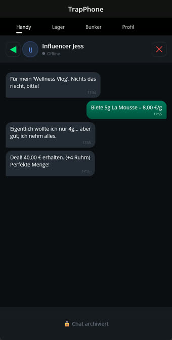 Bestätigung eines abgeschlossenen Deals mit Erlös