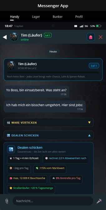Konfiguration des Dauereinsatzes für einen Läufer