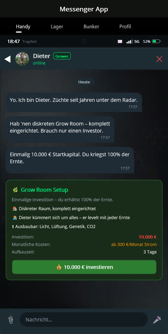 Grow Room mit Ausbaustufen für Licht, Lüftung, CO₂ und Genetik-Labor