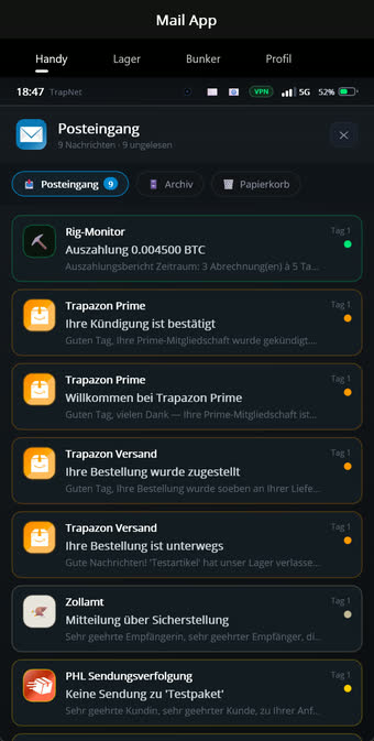 Mail-Posteingang mit ungelesenen Nachrichten