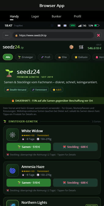 Samenshop mit Sorten, Preisen und Lieferzeiten